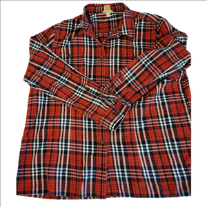 Duluth Trading Co Red and Blue Casual Button Down Shirt Size X-large